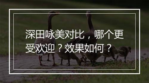 深田咏美对比,哪个更受欢迎?效果如何?