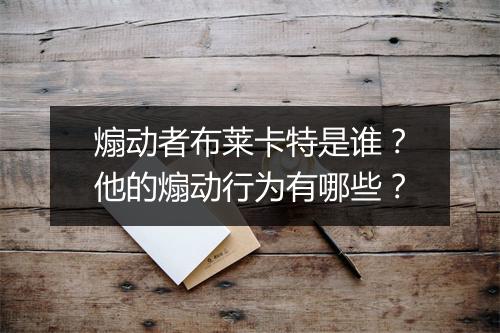 煽动者布莱卡特是谁？他的煽动行为有哪些？