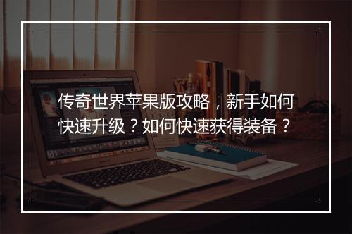 传奇世界苹果版攻略，新手如何快速升级？如何快速获得装备？