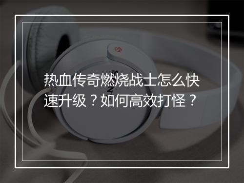热血传奇燃烧战士怎么快速升级？如何高效打怪？