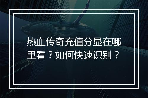 热血传奇充值分显在哪里看？如何快速识别？