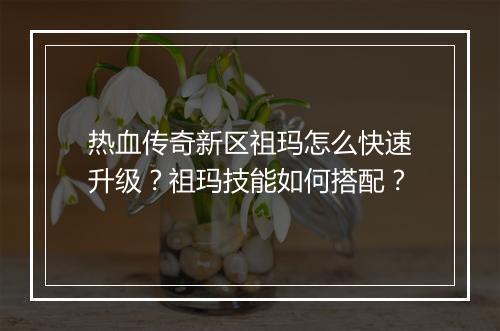 热血传奇新区祖玛怎么快速升级？祖玛技能如何搭配？