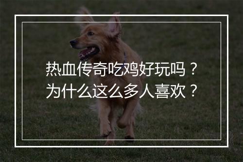 热血传奇吃鸡好玩吗？为什么这么多人喜欢？