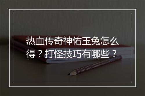 热血传奇神佑玉兔怎么得?打怪技巧有哪些?