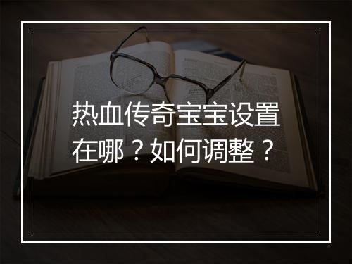 热血传奇宝宝设置在哪？如何调整？