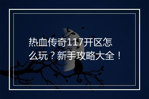 热血传奇117开区怎么玩？新手攻略大全！