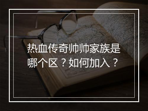 热血传奇帅帅家族是哪个区？如何加入？
