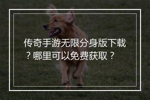 传奇手游无限分身版下载？哪里可以免费获取？
