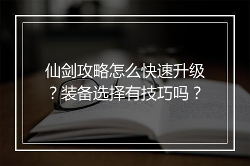 仙剑攻略怎么快速升级？装备选择有技巧吗？