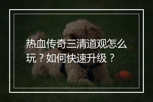 热血传奇三清道观怎么玩？如何快速升级？
