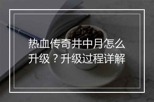 热血传奇井中月怎么升级？升级过程详解