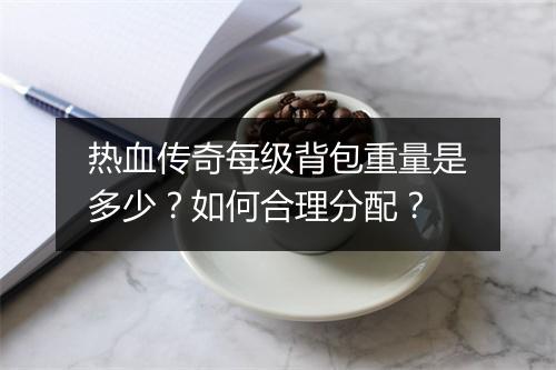 热血传奇每级背包重量是多少？如何合理分配？