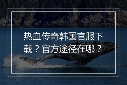 热血传奇韩国官服下载？官方途径在哪？
