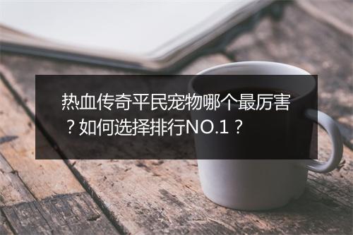 热血传奇平民宠物哪个最厉害？如何选择排行NO.1？