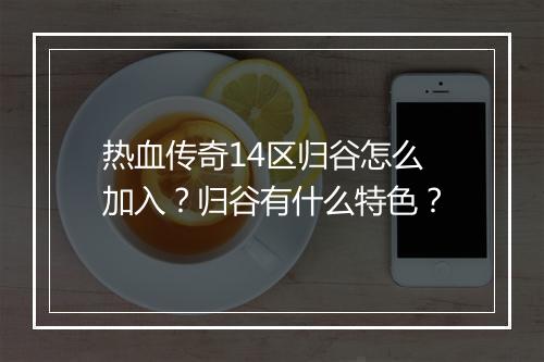 热血传奇14区归谷怎么加入？归谷有什么特色？