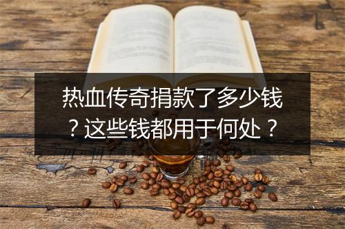 热血传奇捐款了多少钱？这些钱都用于何处？