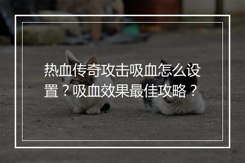 热血传奇攻击吸血怎么设置？吸血效果最佳攻略？