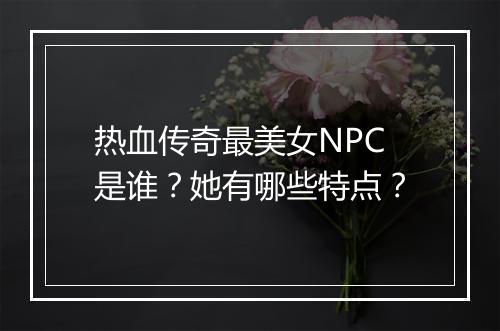 热血传奇最美女NPC是谁？她有哪些特点？