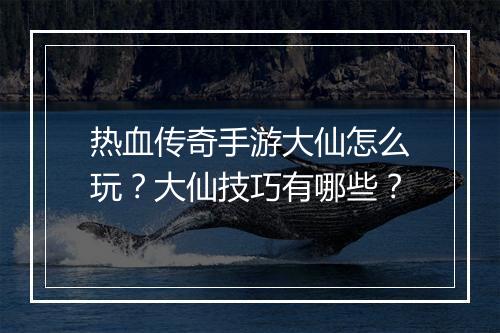 热血传奇手游大仙怎么玩？大仙技巧有哪些？