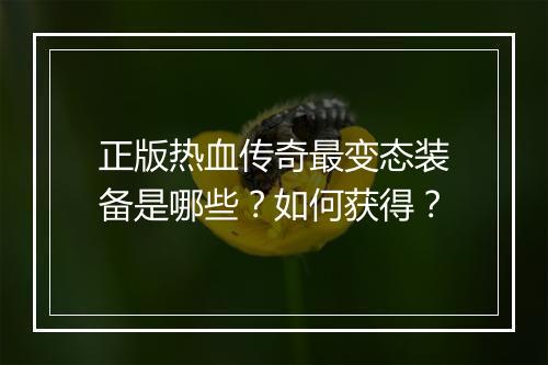 正版热血传奇最变态装备是哪些？如何获得？