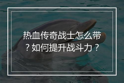 热血传奇战士怎么带？如何提升战斗力？