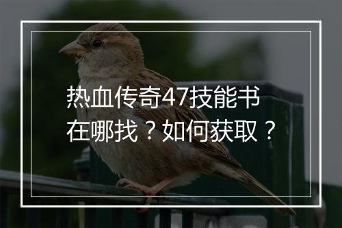 热血传奇47技能书在哪找？如何获取？
