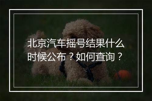 北京汽车摇号结果什么时候公布？如何查询？