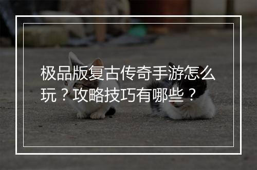 极品版复古传奇手游怎么玩？攻略技巧有哪些？