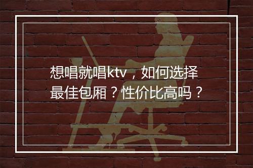 想唱就唱ktv，如何选择最佳包厢？性价比高吗？