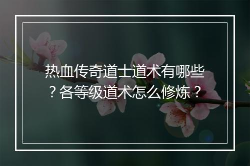 热血传奇道士道术有哪些？各等级道术怎么修炼？