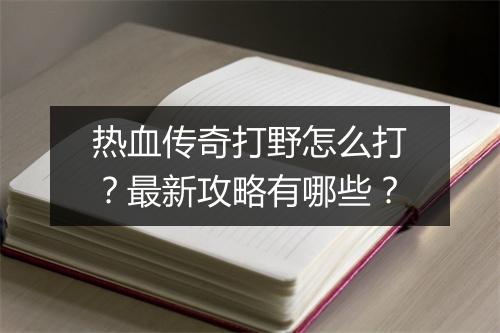热血传奇打野怎么打？最新攻略有哪些？