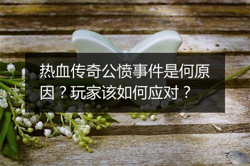 热血传奇公愤事件是何原因？玩家该如何应对？