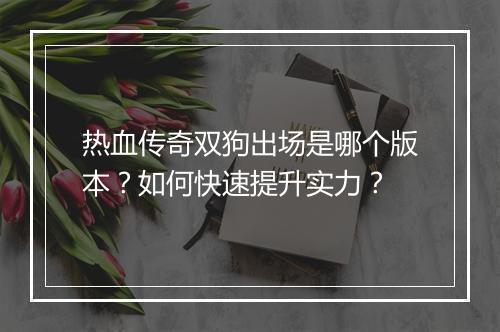 热血传奇双狗出场是哪个版本？如何快速提升实力？