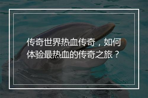 传奇世界热血传奇，如何体验最热血的传奇之旅？