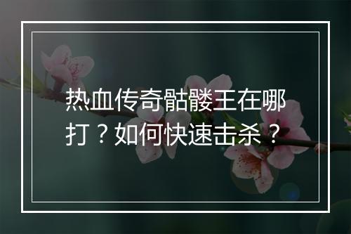 热血传奇骷髅王在哪打？如何快速击杀？