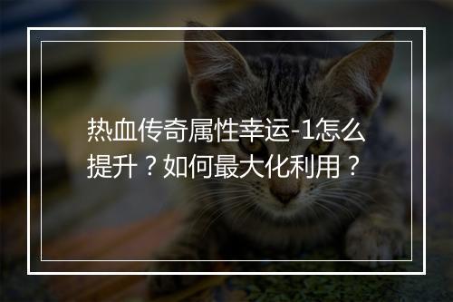 热血传奇属性幸运-1怎么提升？如何最大化利用？
