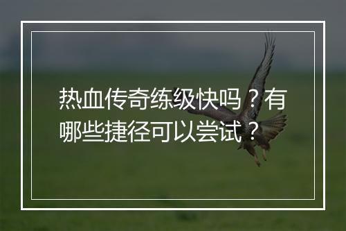 热血传奇练级快吗？有哪些捷径可以尝试？