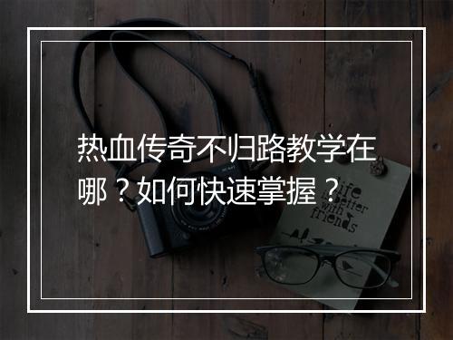 热血传奇不归路教学在哪？如何快速掌握？