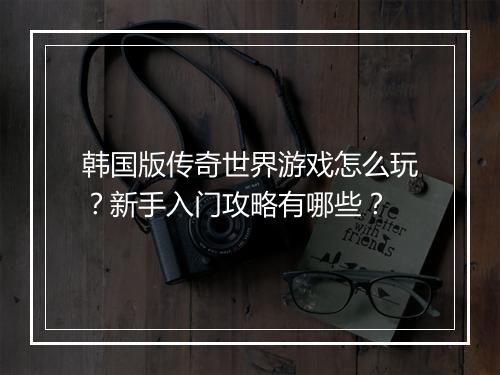 韩国版传奇世界游戏怎么玩？新手入门攻略有哪些？