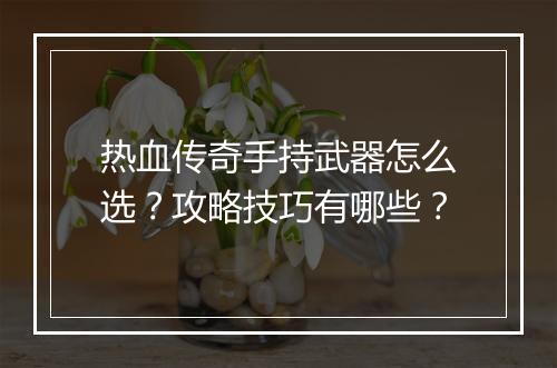 热血传奇手持武器怎么选？攻略技巧有哪些？