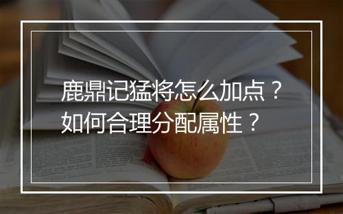 鹿鼎记猛将怎么加点？如何合理分配属性？