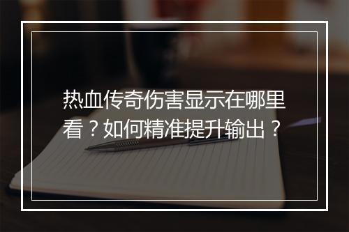热血传奇伤害显示在哪里看？如何精准提升输出？