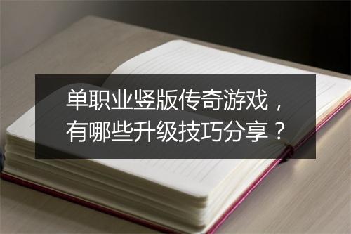 单职业竖版传奇游戏，有哪些升级技巧分享？