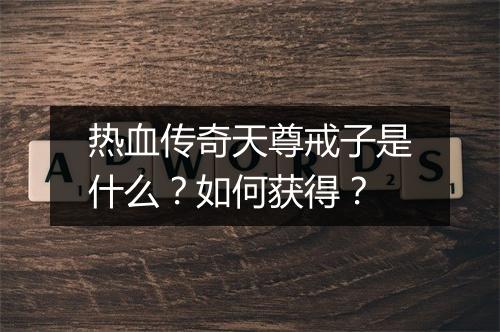 热血传奇天尊戒子是什么？如何获得？