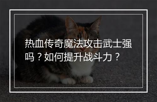 热血传奇魔法攻击武士强吗？如何提升战斗力？