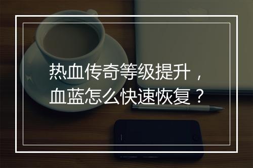 热血传奇等级提升，血蓝怎么快速恢复？