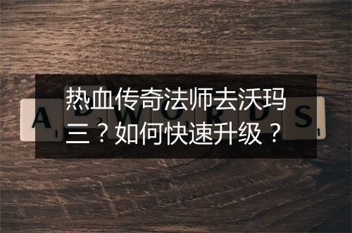 热血传奇法师去沃玛三？如何快速升级？