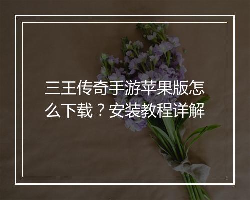 三王传奇手游苹果版怎么下载？安装教程详解