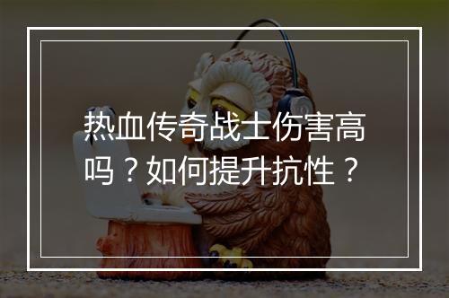 热血传奇战士伤害高吗？如何提升抗性？