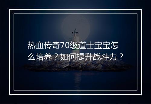 热血传奇70级道士宝宝怎么培养？如何提升战斗力？